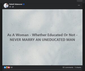 "Don’t Marry Uneducated Men" – Kekeli Adanuvor Advises Ghanaian Women